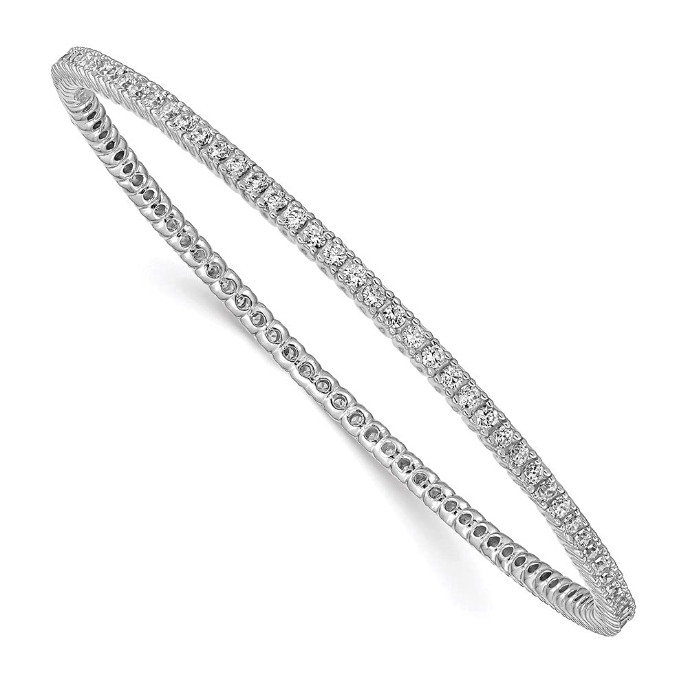 Sterling Shimmer Sterling Silver Rhodium-plated 93 Stone CZ Bangle Bracelet