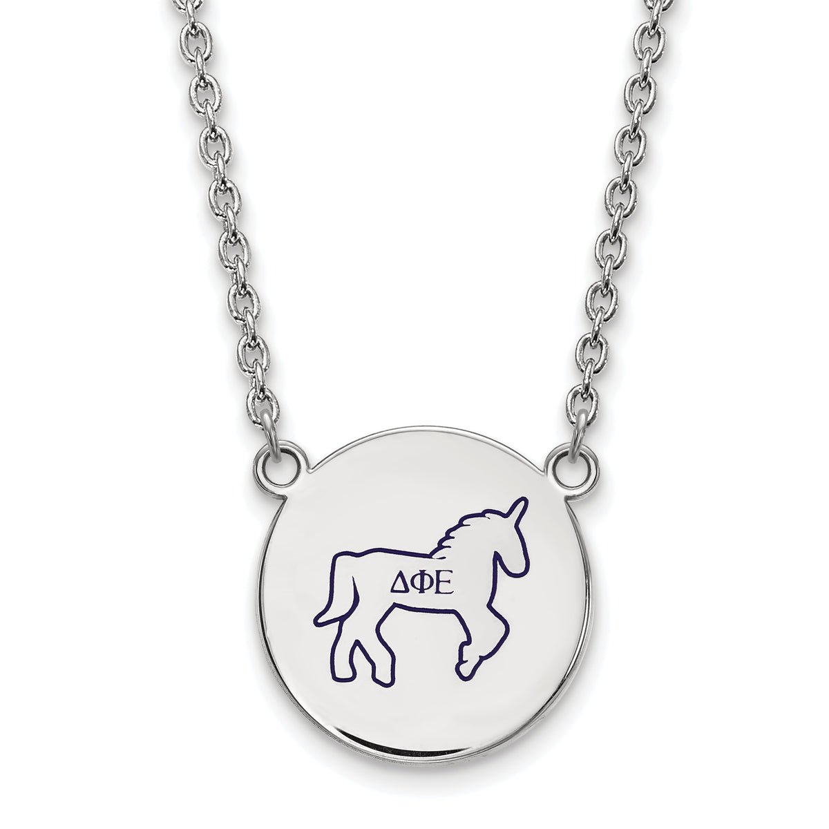 Sterling Silver 18in Official Licensed Greek Sororities Delta Phi Epsilon (???) Small Enamel Pendant w/Necklace