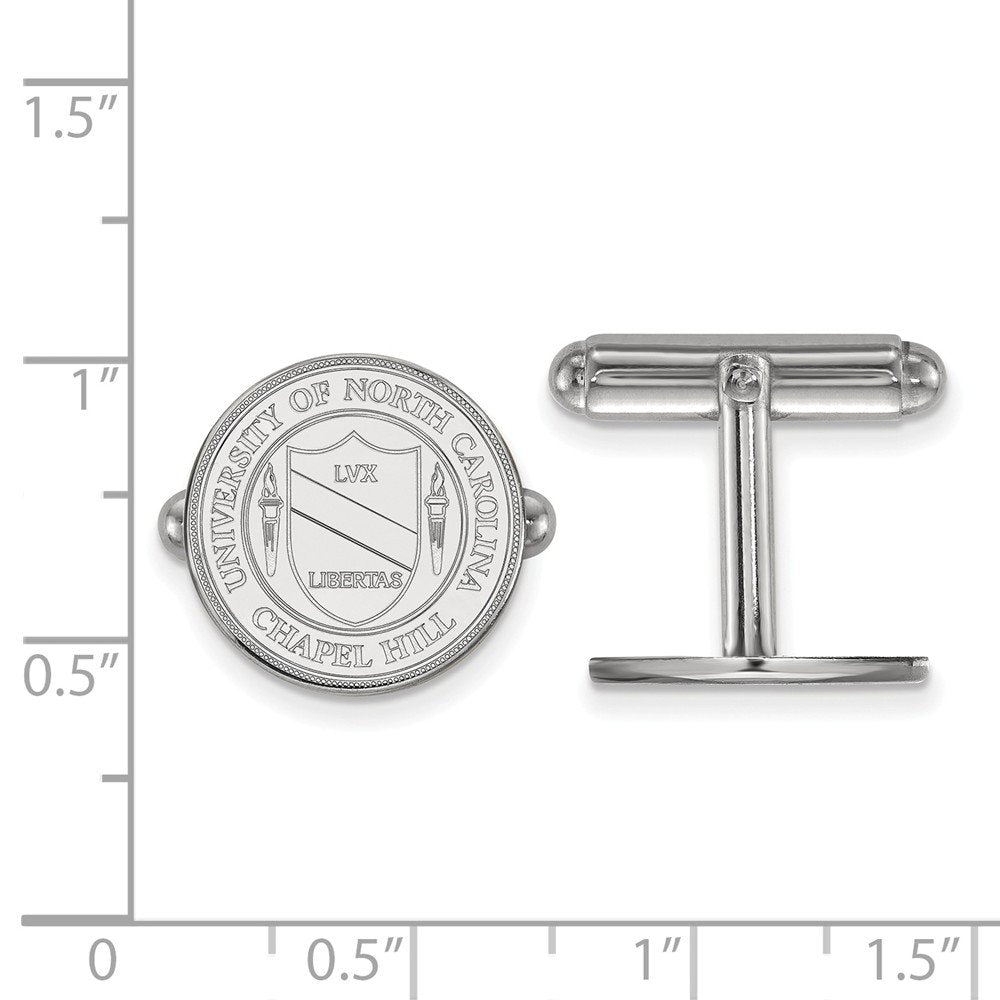 Sterling Silver Rhodium-plated LogoArt University of North Carolina Crest Cuff Links QSS060UNC