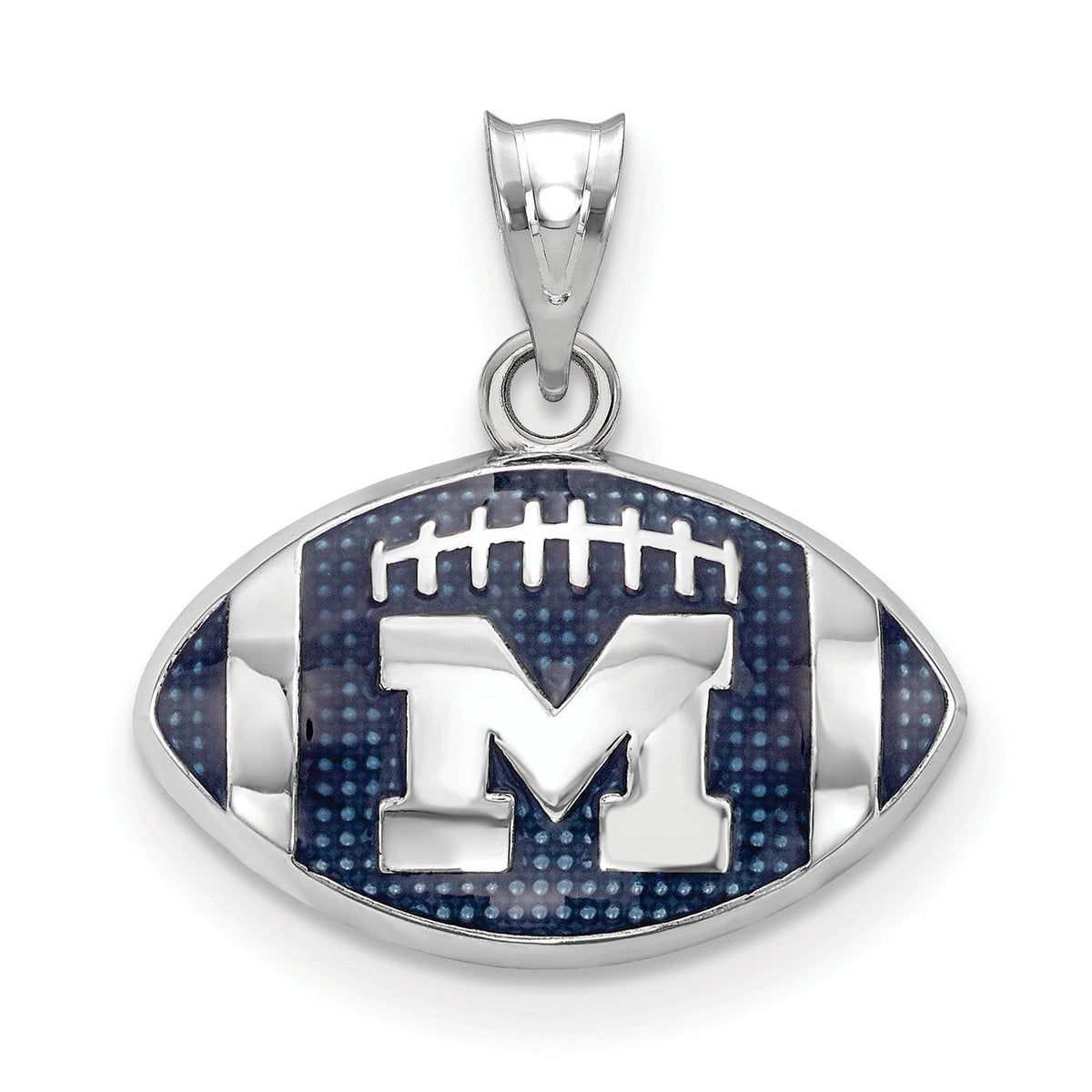 Women's Michigan Wolverines Sterling Silver Enameled Football Logo Pendant