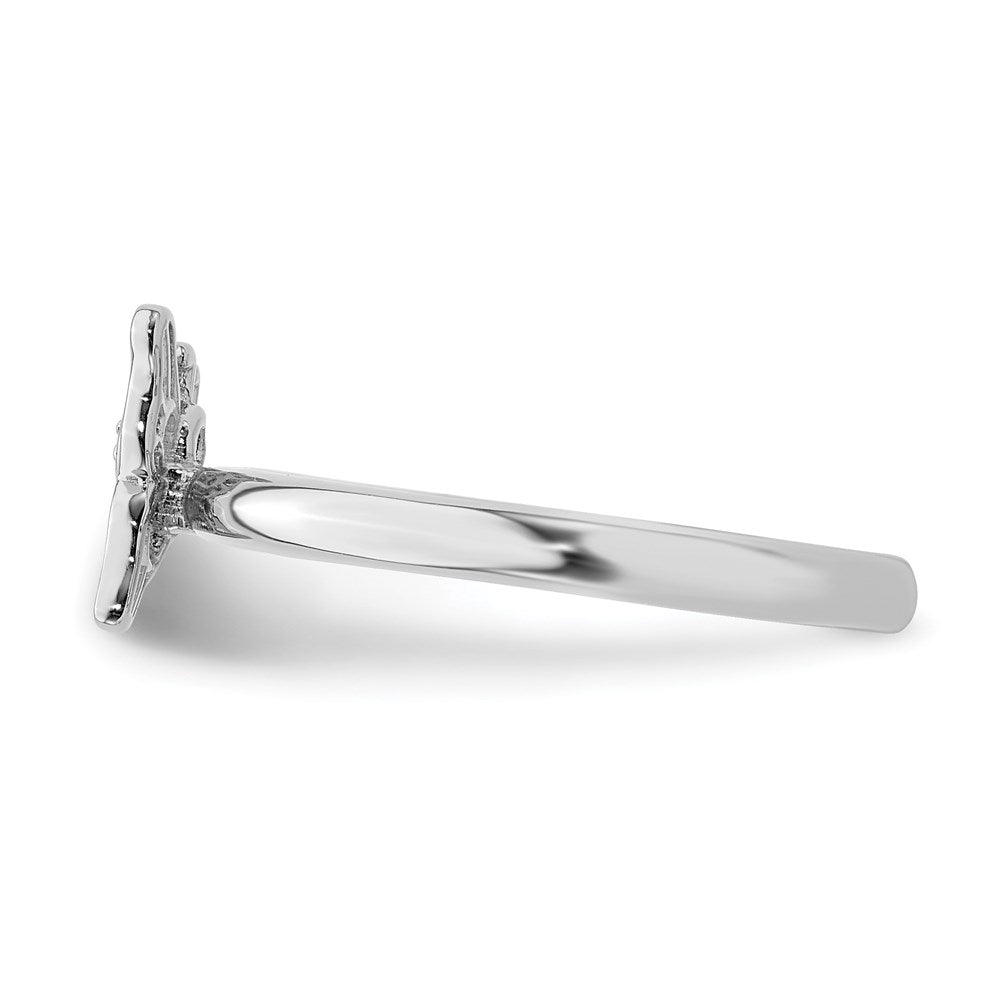 Sterling Silver Stackable Expressions Rhodium Butterfly w/Diamond Ring Size -5