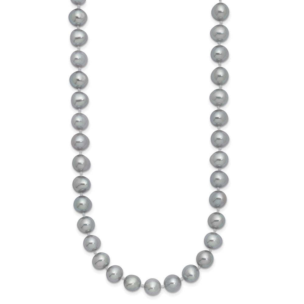 Sterling Silver Rhodium-plated 7-8mm Grey Near-Round Freshwater Cultured Pearl 20 inch Necklace 20 Inches