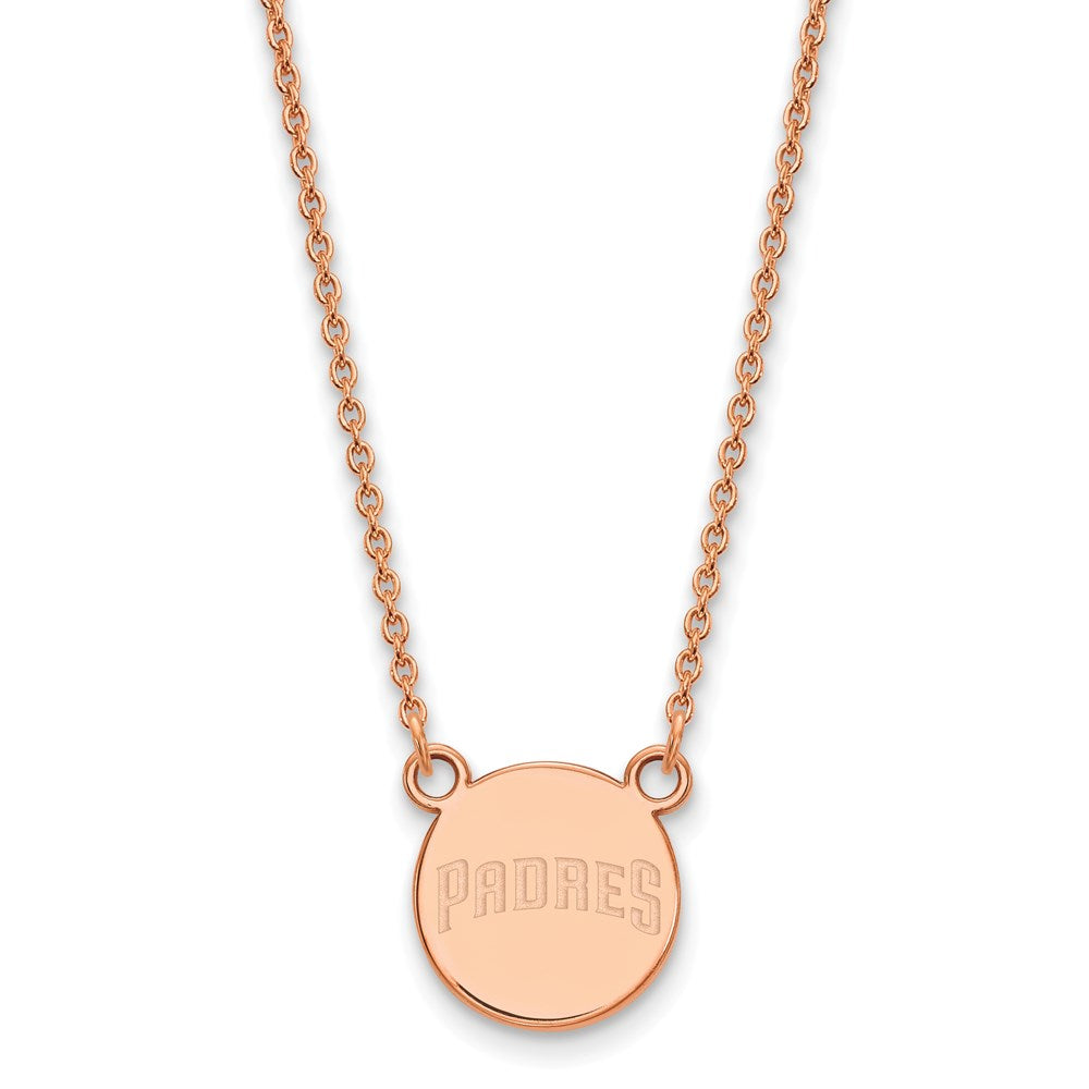 Sterling Silver Rose Gold-plated MLB LogoArt San Diego Padres Small Disc Pe