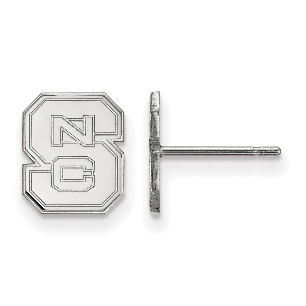 Sterling Silver Rhodium-plated LogoArt North Carolina State University N-C-S Extra Small Post Earrings Q-SS008NCS
