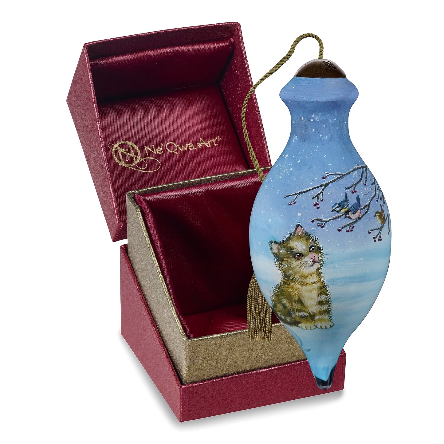 Neqwa Art Gnome Much Fun by Tatyana Starikova Hand-painted Glass Ornament