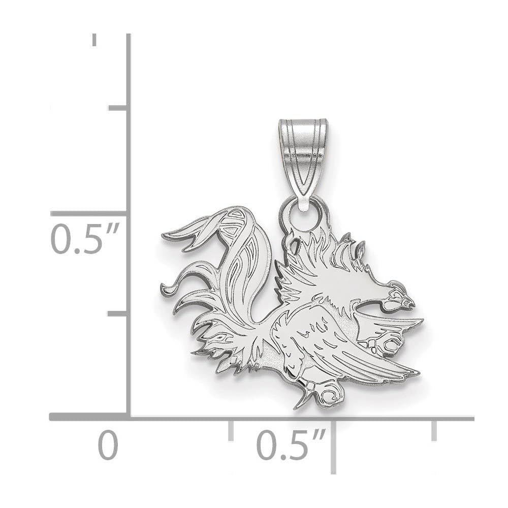 14k White Gold LogoArt University of South Carolina Gamecock Small Pendant Q4W044USO