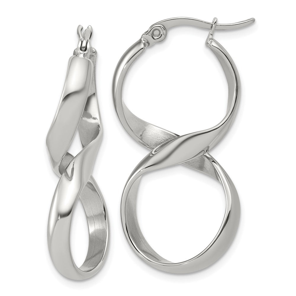 Stainless Steel Polished Infinity Symbol Twist Hoop Earrings