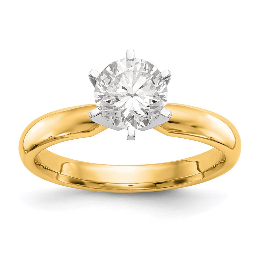 14k Two-Tone 1/2 carat Medium-Weight Low-Shoulder Comfort-Fit 6-Prong Round Solitaire Ring Mounting