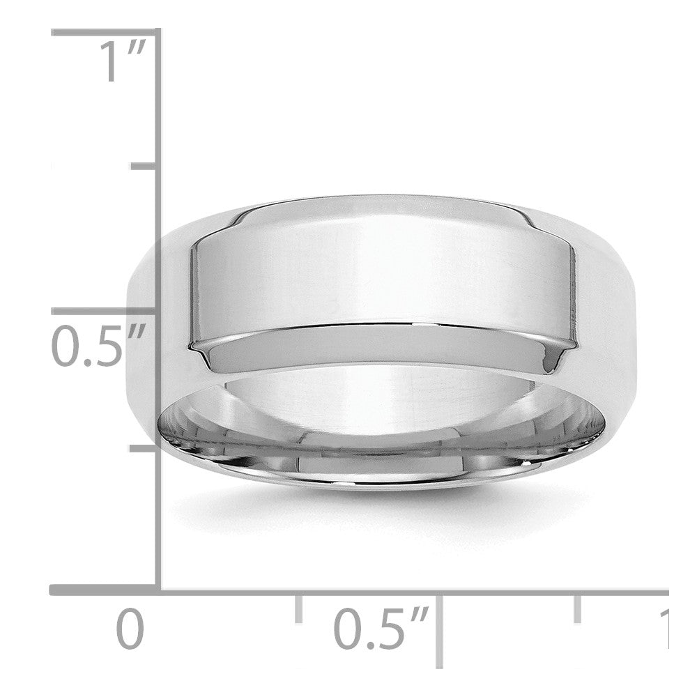 SS Rhodium-plated 8mm Bevel Edge Size 8 Band