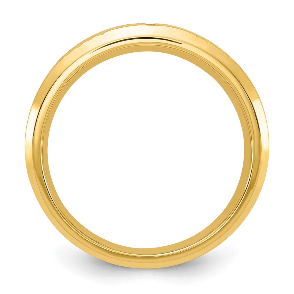 Stainless Steel Brushed & Polished Yellow IP D/C Cross 8mm Tapered Band Size - 13