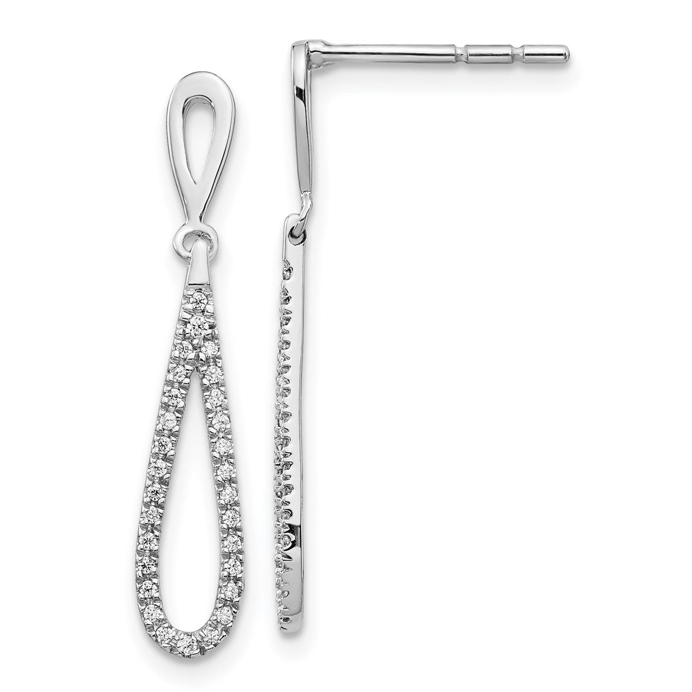 14k White Gold 1/5 carat Lab Grown Diamond VS/SI+ G+ Complete Fashion Dangle Post Earrings