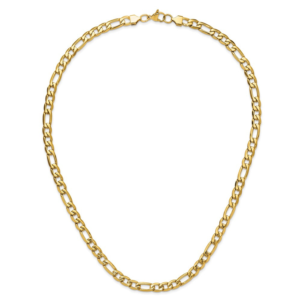 Stainless Steel Polished Yellow IP-plated 7.50mm Figaro 23.5in Necklace