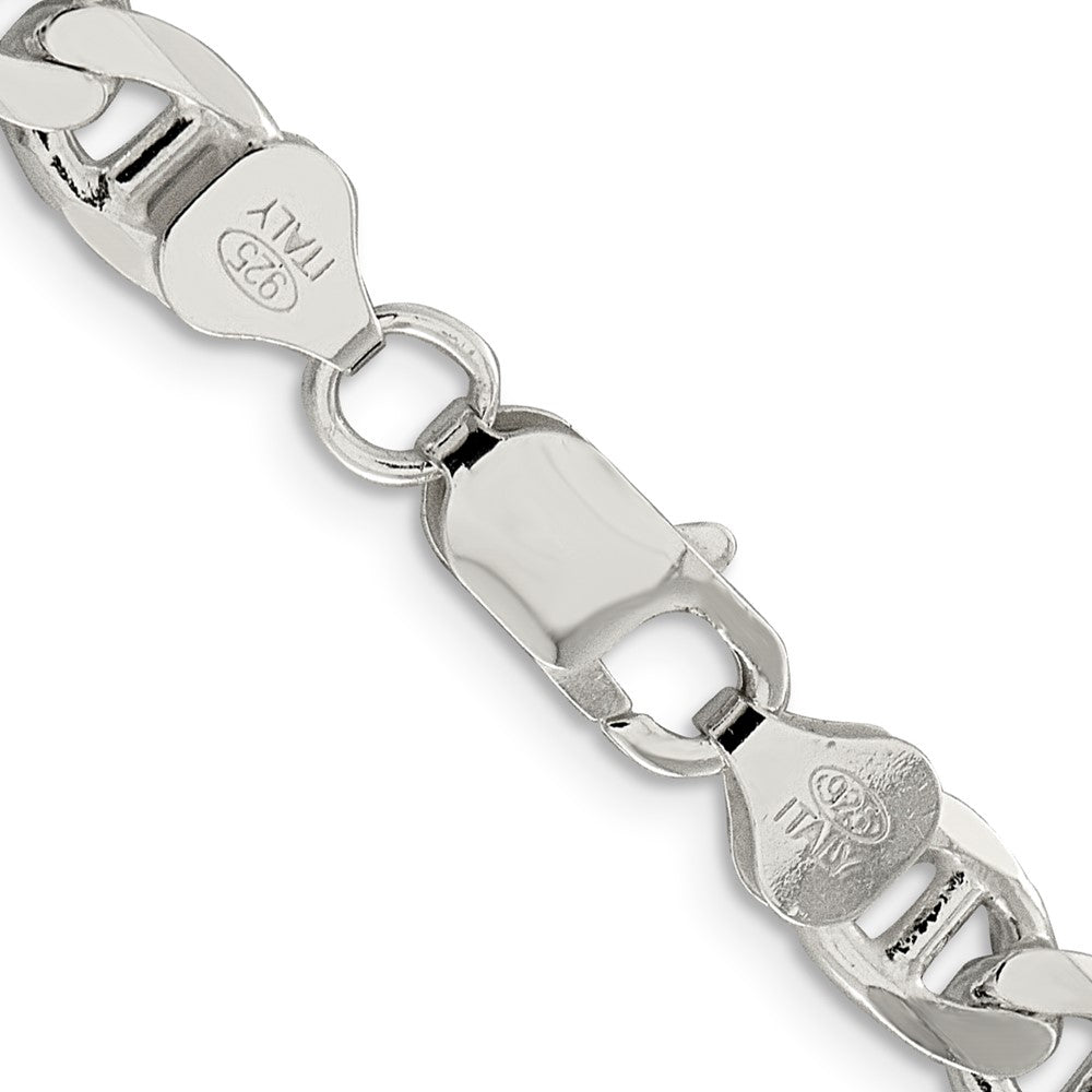 Sterling Silver 7.4mm D/C Flat Anchor Curb Chain 22 Inches