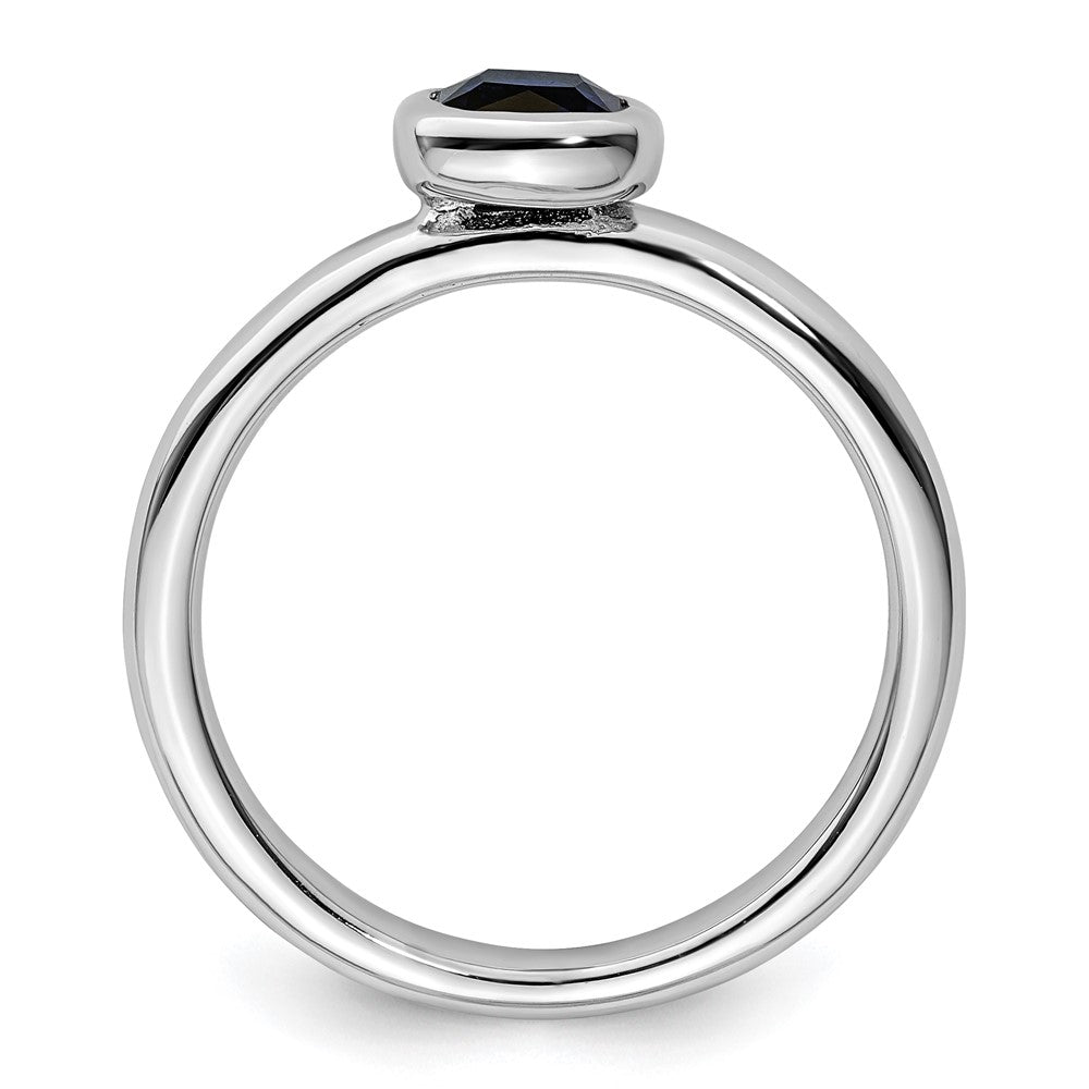 Sterling Silver Stackable Expressions Cushion Cut Cr. Sapphire Ring Size -7