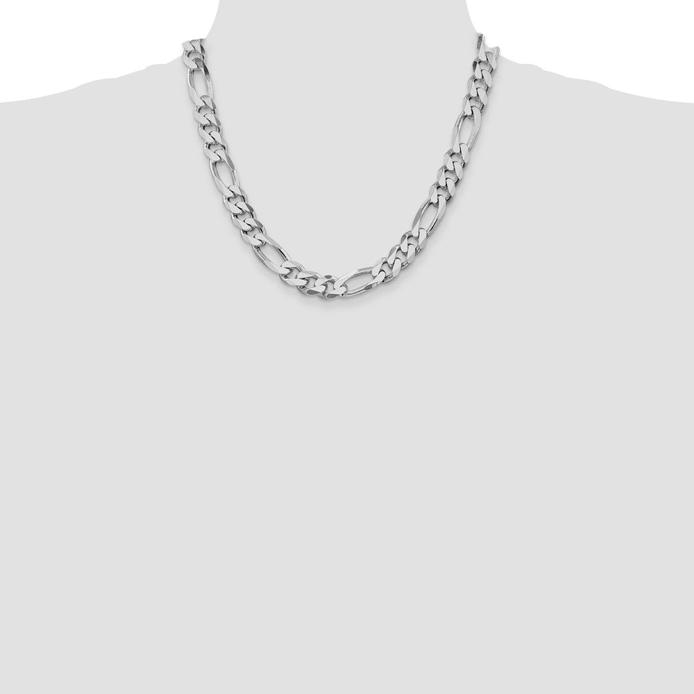 Sterling Silver Rhodium-plated 10.75mm Figaro Chain 20 Inches