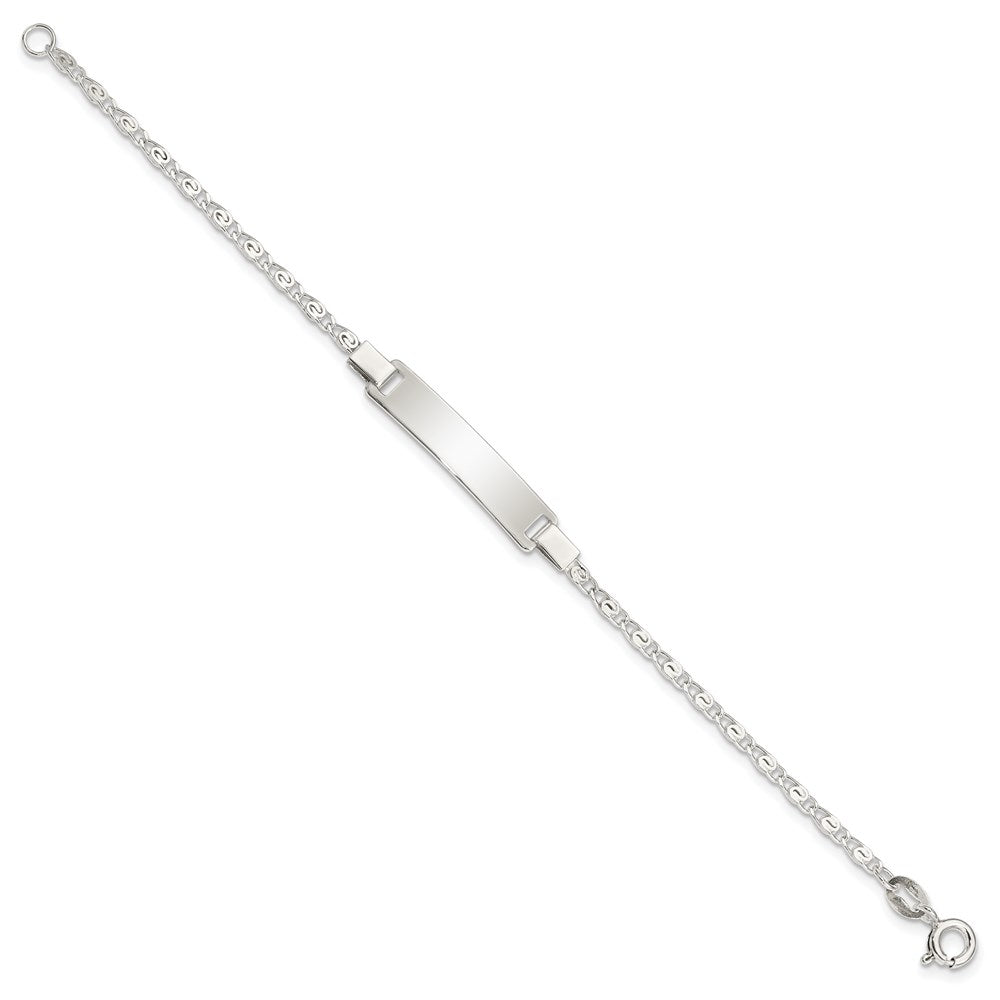 Sterling Silver Polished Engraveable Children's ID Bracelet 6 inches