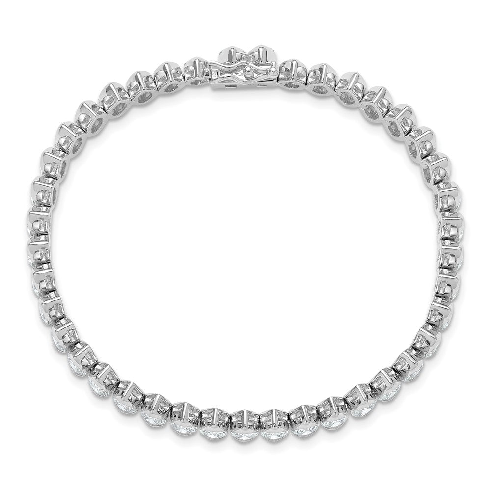 Sterling Shimmer Sterling Silver Rhodium-plated 5mm x 4mm CZ 41 Stone 7 inch Bracelet 7 inches