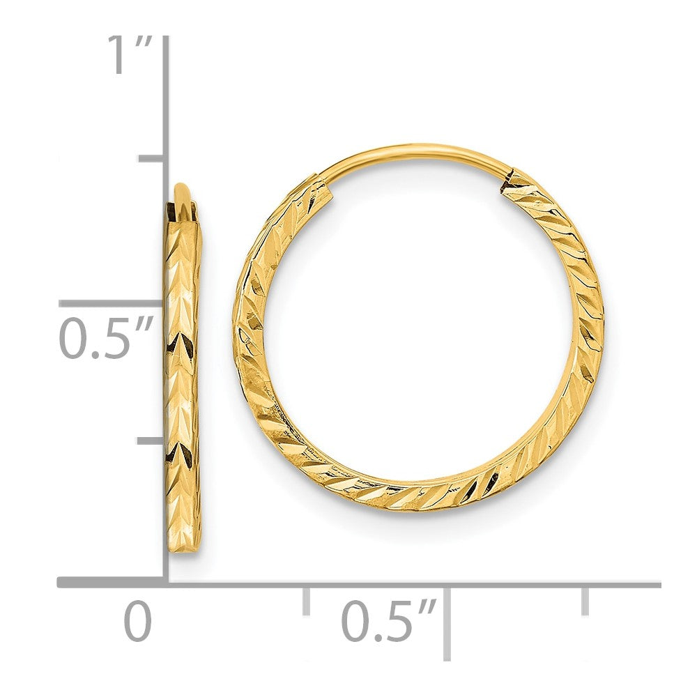 10k Diamond-cut Square Tube Endless Hoop Earrings