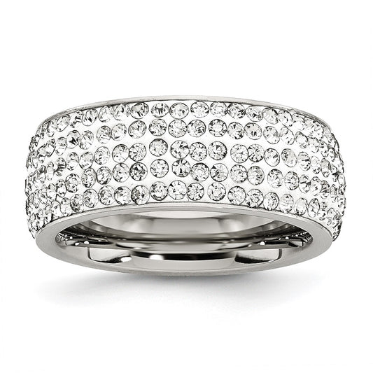 Stainless Steel Polished w/Crystal 9mm Band Size - 9