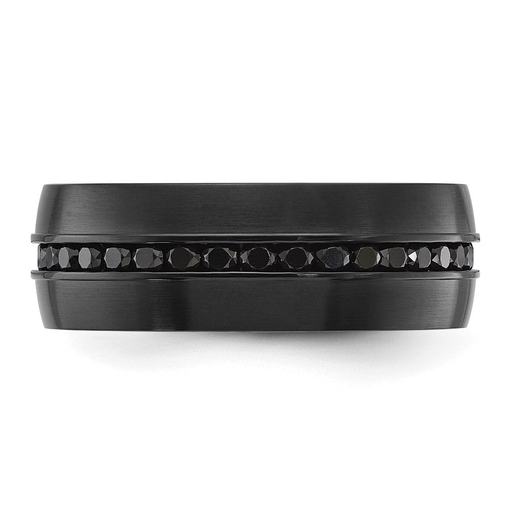 Chisel Titanium Brushed Black IP-plated with Black CZ 8mm Band Size - 13
