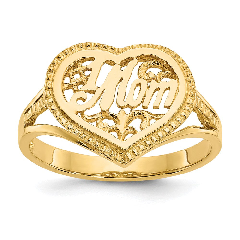 14k #1 Mom in Heart Ring Size 7