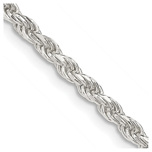 Sterling Silver 2.75mm Diamond-cut Rope Chain 36 Inches
