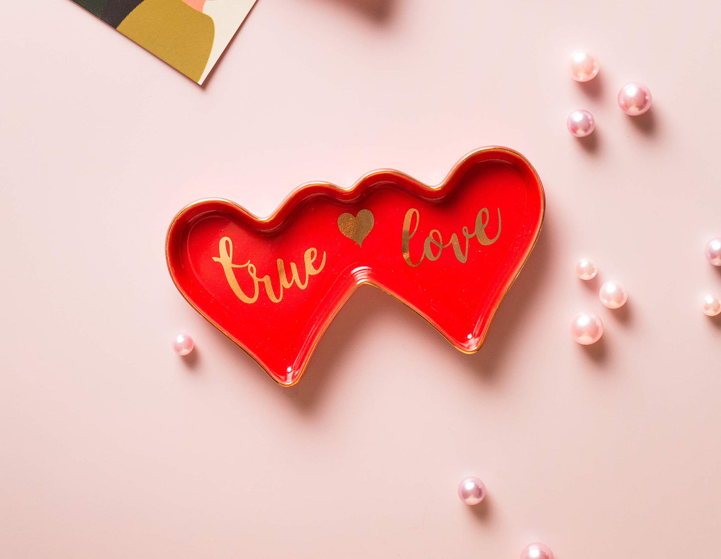 Double-Hearted Ceramic Trinket Plate and Decorative Jewelry Dish