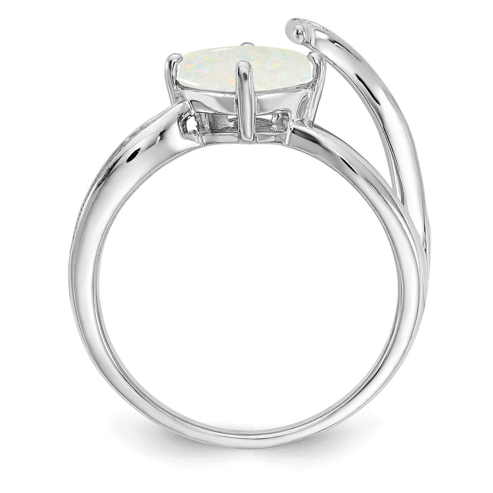 Sterling Silver CR ANC OPal & Diamond Ring