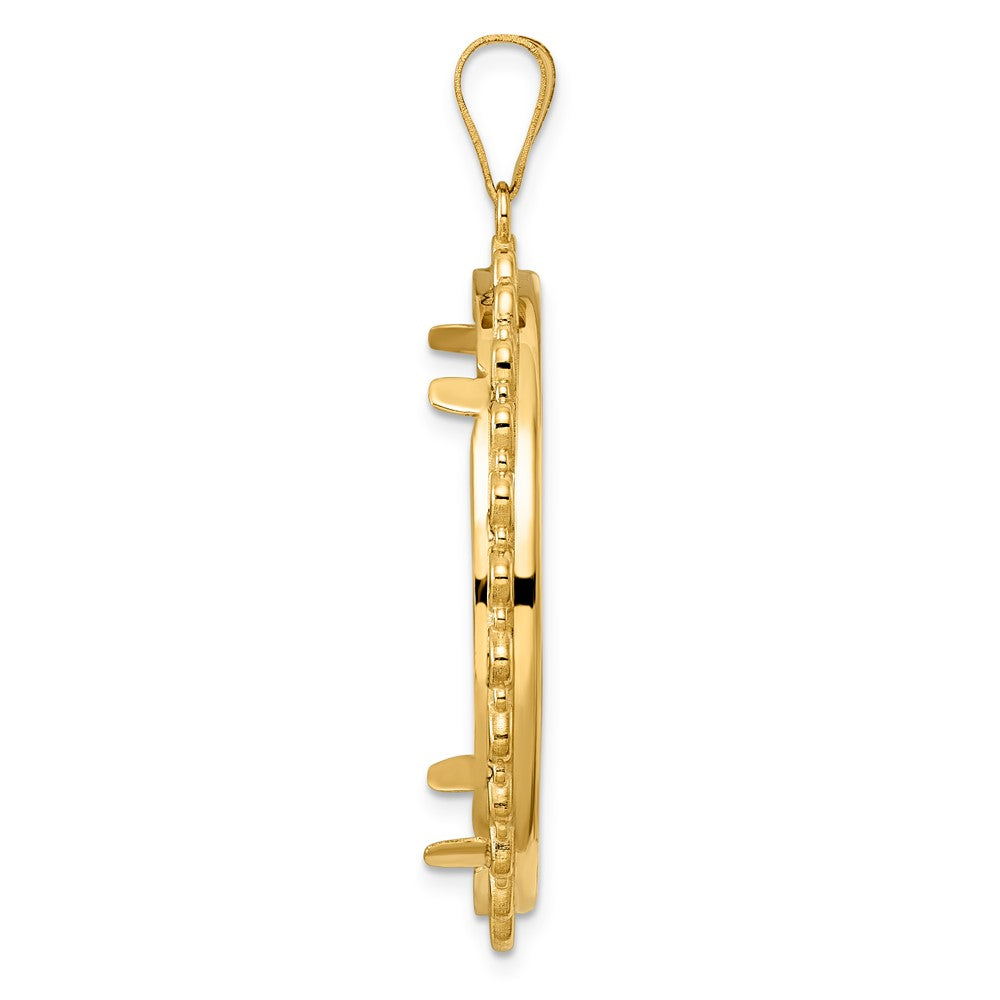 14k Polished Multi Arch with 32.7mm Prong Coin Bezel Pendant