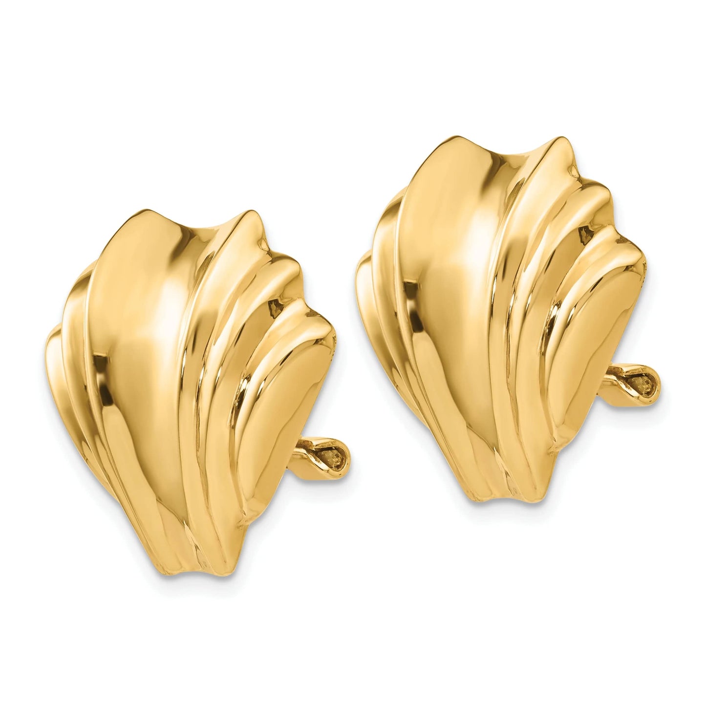 14K Gold Omega Clip Polished Non-Pierced Earrings