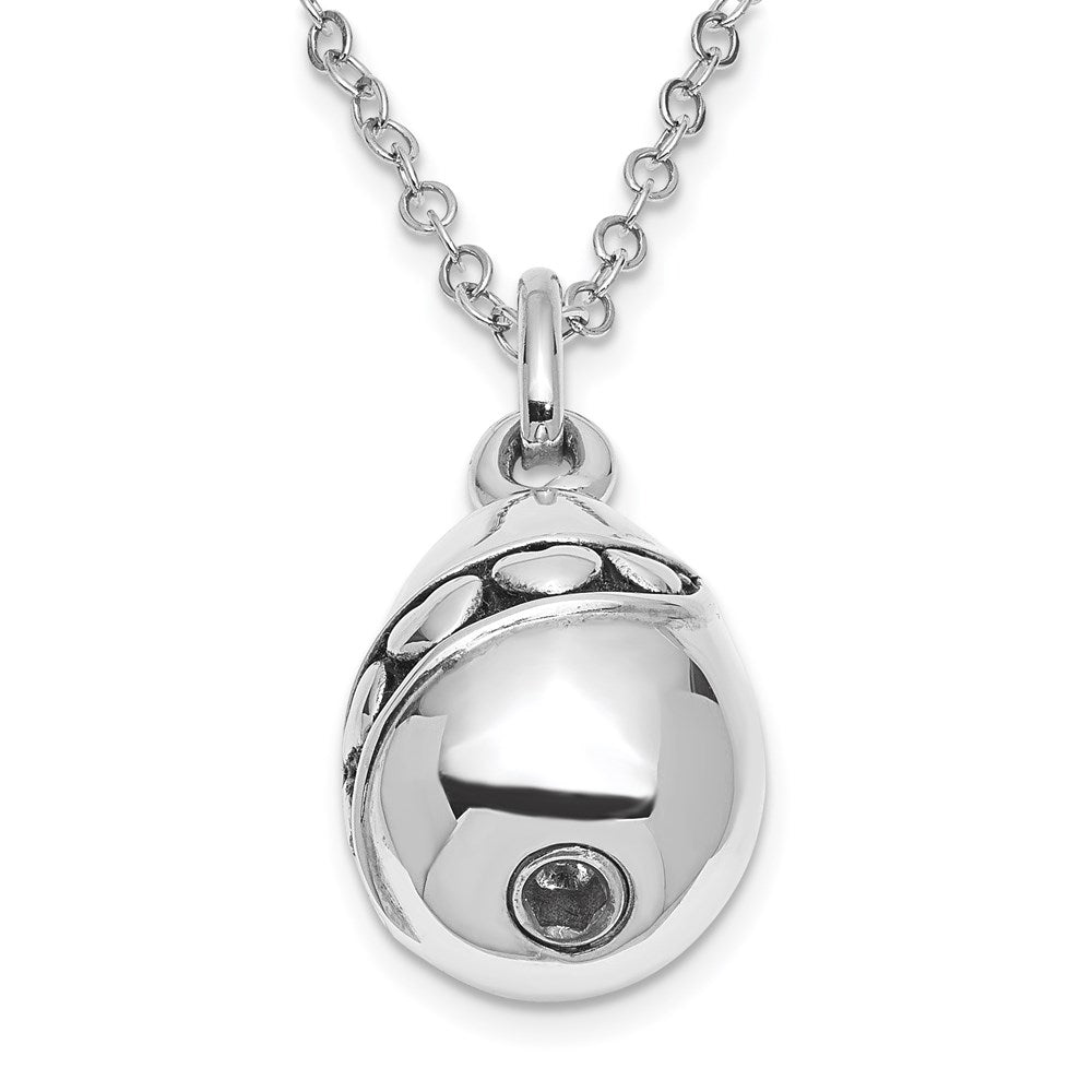 Sentimental Expressions Sterling Silver Rhodium-plated Antiqued Tear Of Love Ash Holder 18 Inch Necklace 18 Inches