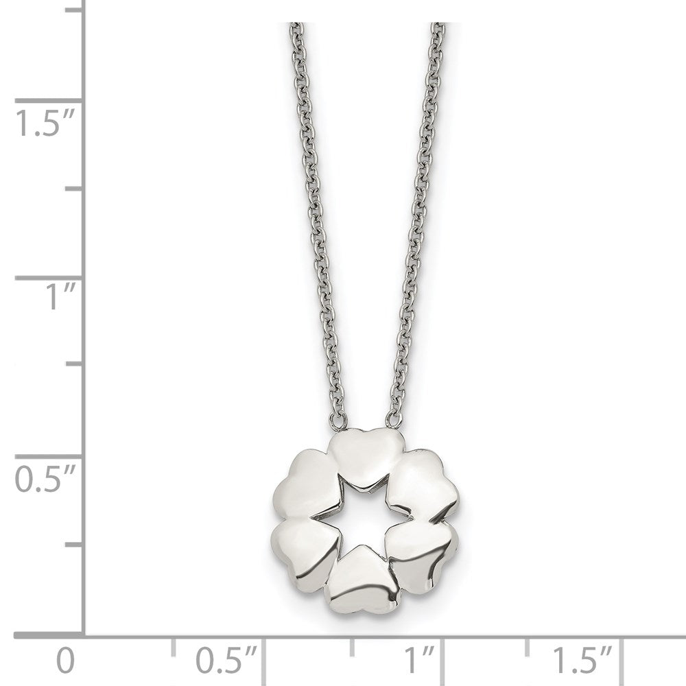 Stainless Steel Polished Circle of Hearts 18.5in Necklace