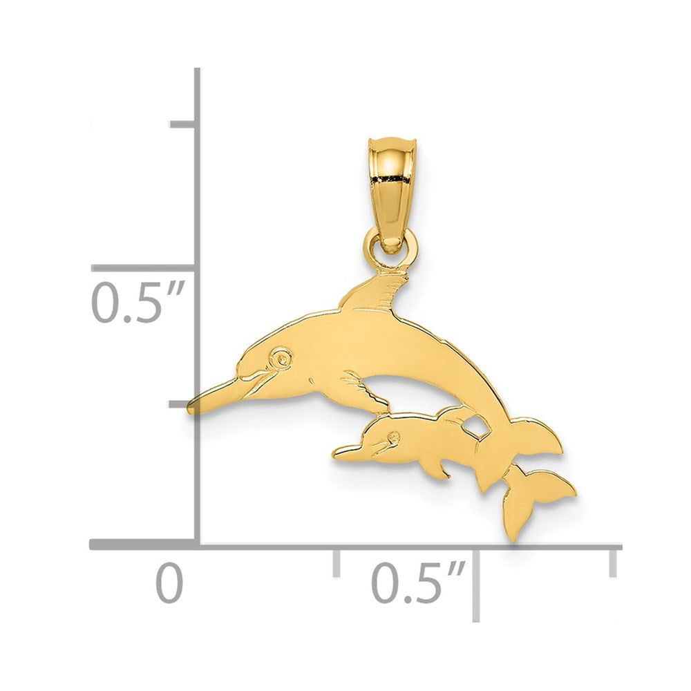 14K Mother and Calf Dolphin Charm