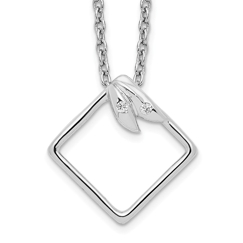 White Ice Sterling Silver Rhodium-plated 18 Inch Open Diamond-shaped Diamond Necklace with 2 Inch Extender 18 Inches