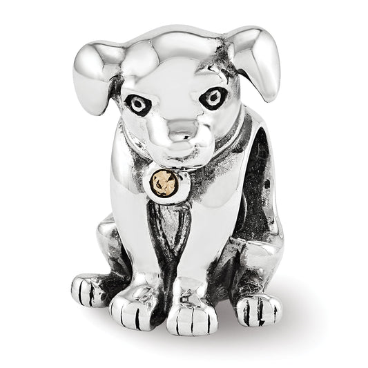 Sterling Silver Reflections Crystal Lab Puppy Bead