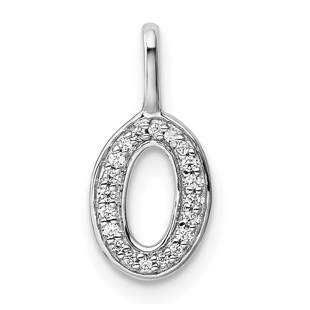 14K White Gold Diamond Letter O Initial Pendant