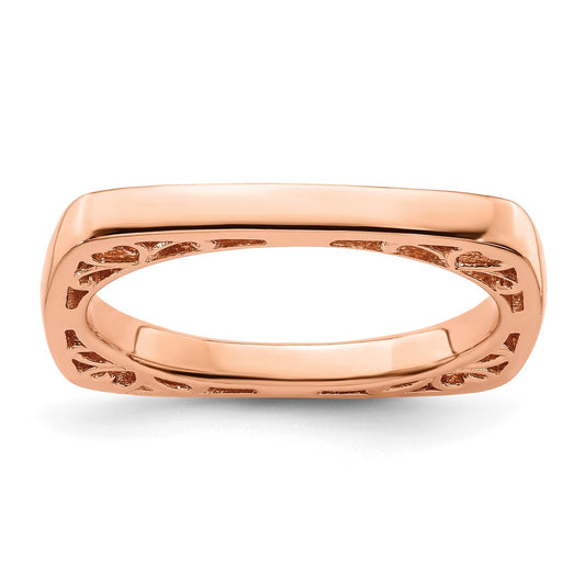 Sterling Silver Stackable Expressions Polished Pink-plated Square Ring Size -9