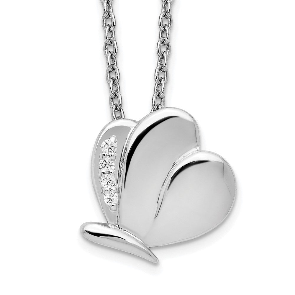 White Ice Sterling Silver Rhodium-plated 18 Inch Diamond Butterfly Necklace with 2 Inch Extender 18 Inches