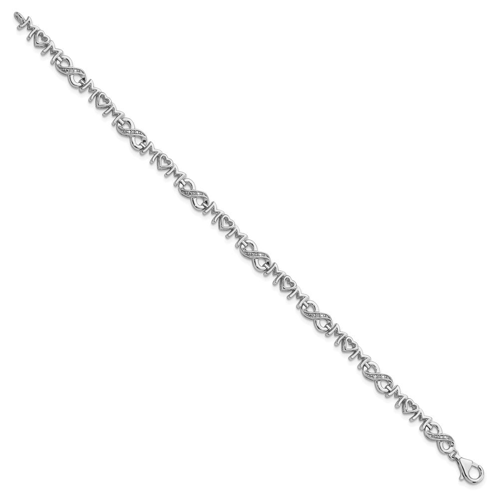 Sterling Silver Rhodium-plated Heart Mom Infinity Diamond Bracelet 7.5 inches