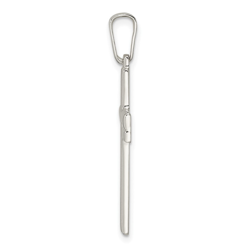 Sterling Silver Polished w/Lines Latin Cross Pendant