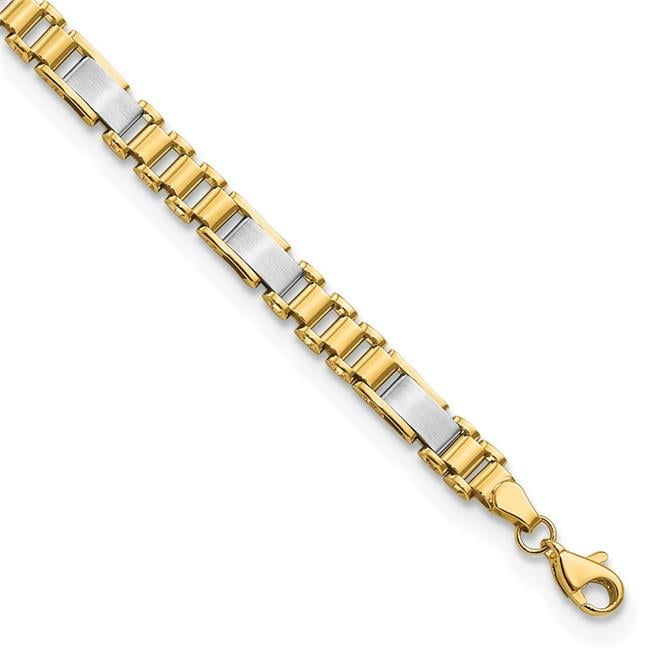 Primal Gold 14 Karat Two-tone Brushed Fancy Link 8in Bracelet