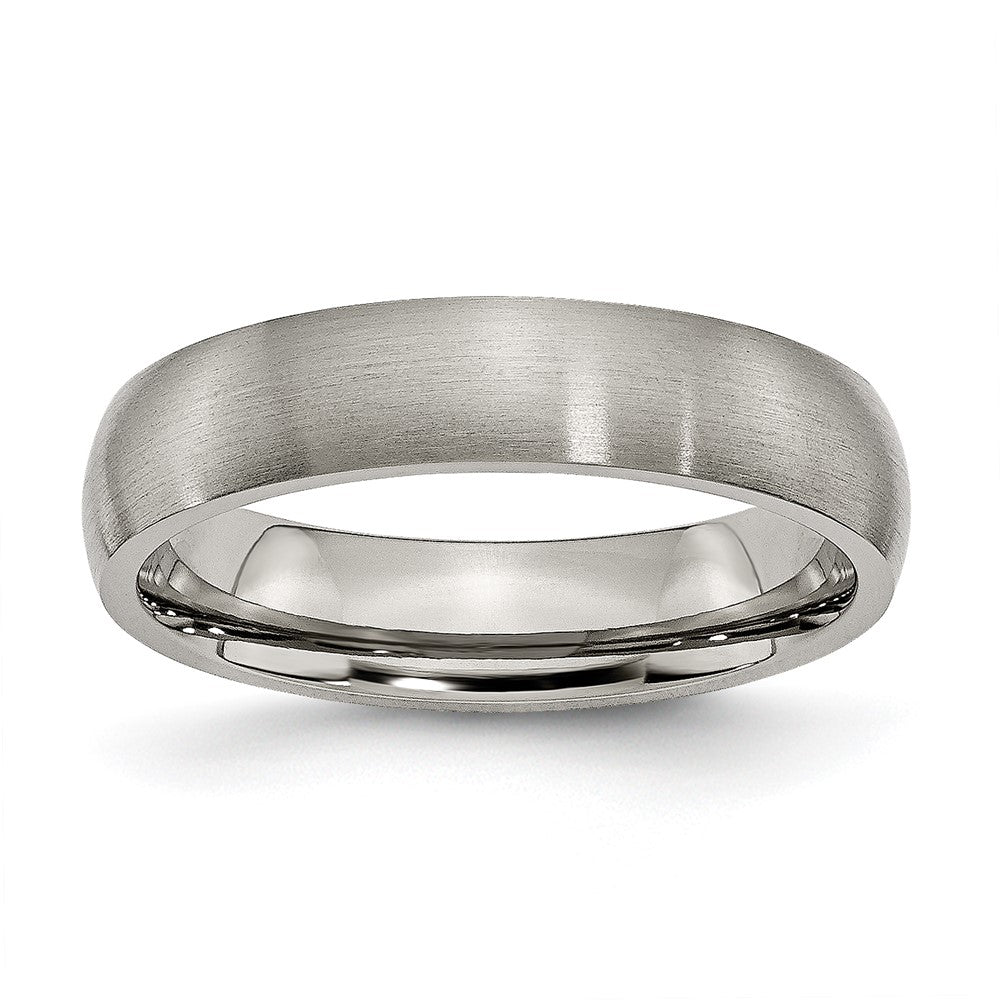 Titanium Brushed 5mm Half Round Band Size - 10.5