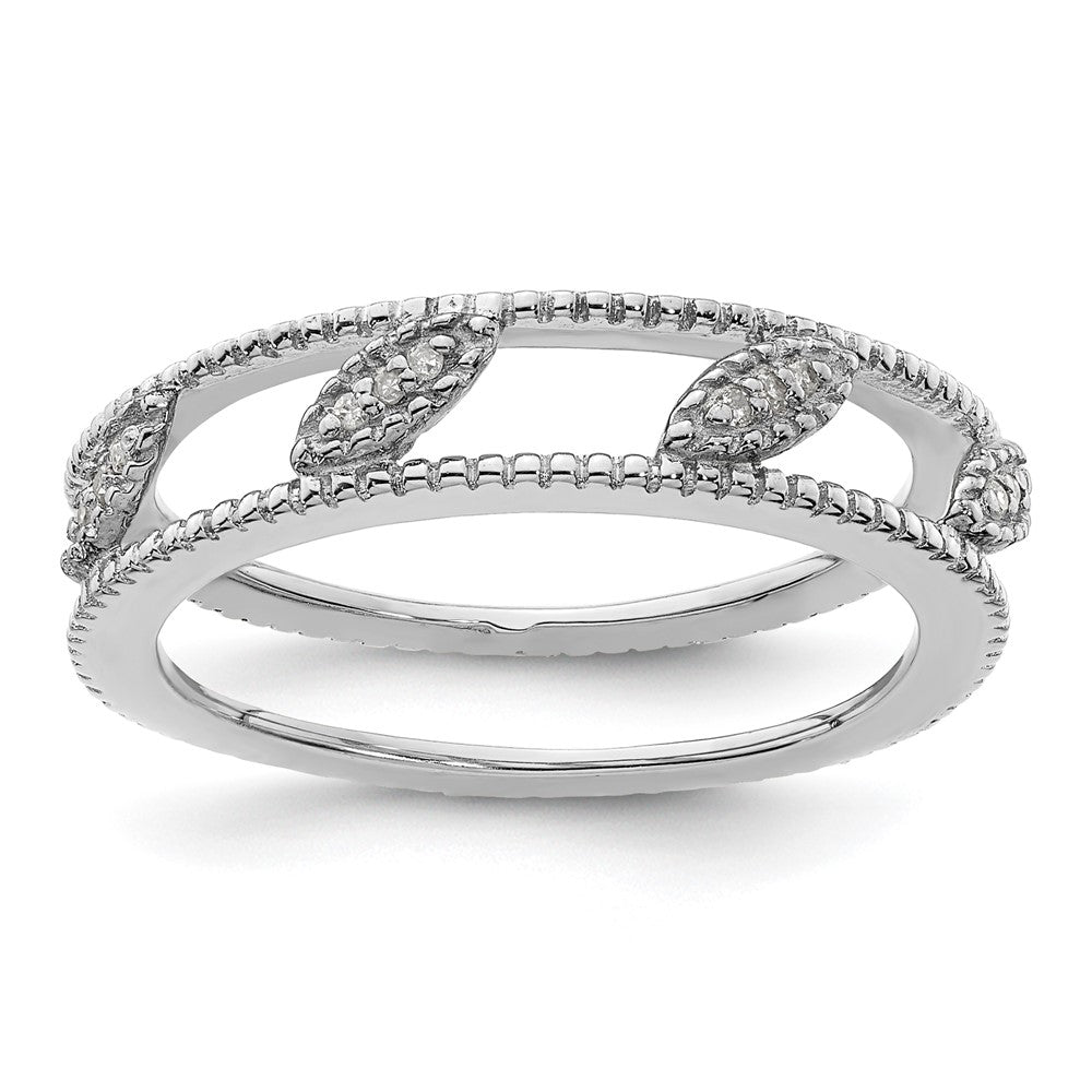 Sterling Silver Stackable Expressions Rhodium-plated Diamond Jacket Ring Size -7