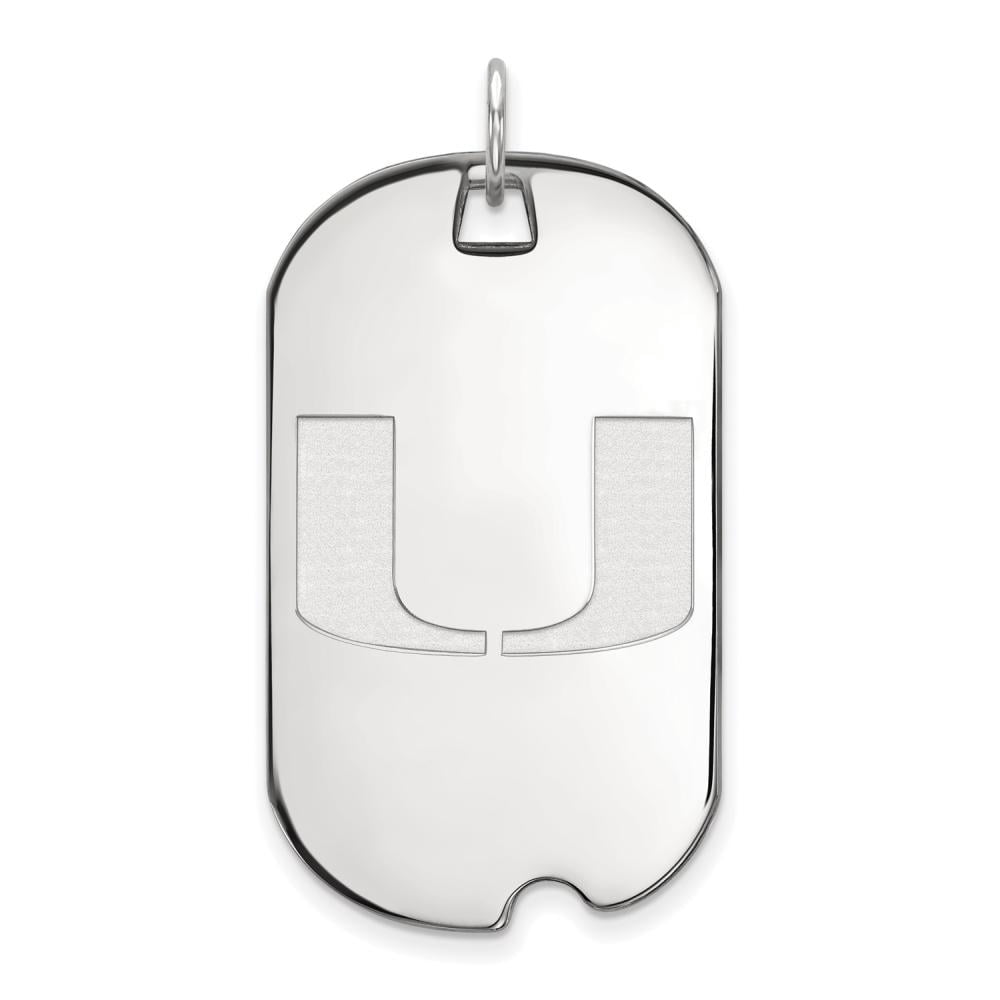 Sterling Silver U. of Miami Large Dog Tag Pendant