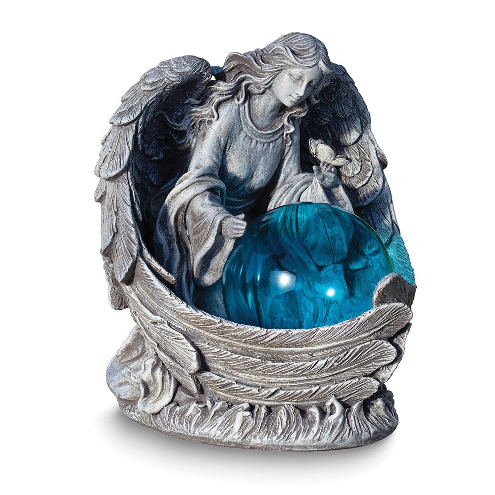 Kneeling Angel LED Solar Light Resin 9 inch Garden Statue