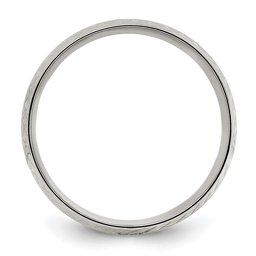 Titanium Polished Grooved Criss Cross Design 7mm Band Size - 11