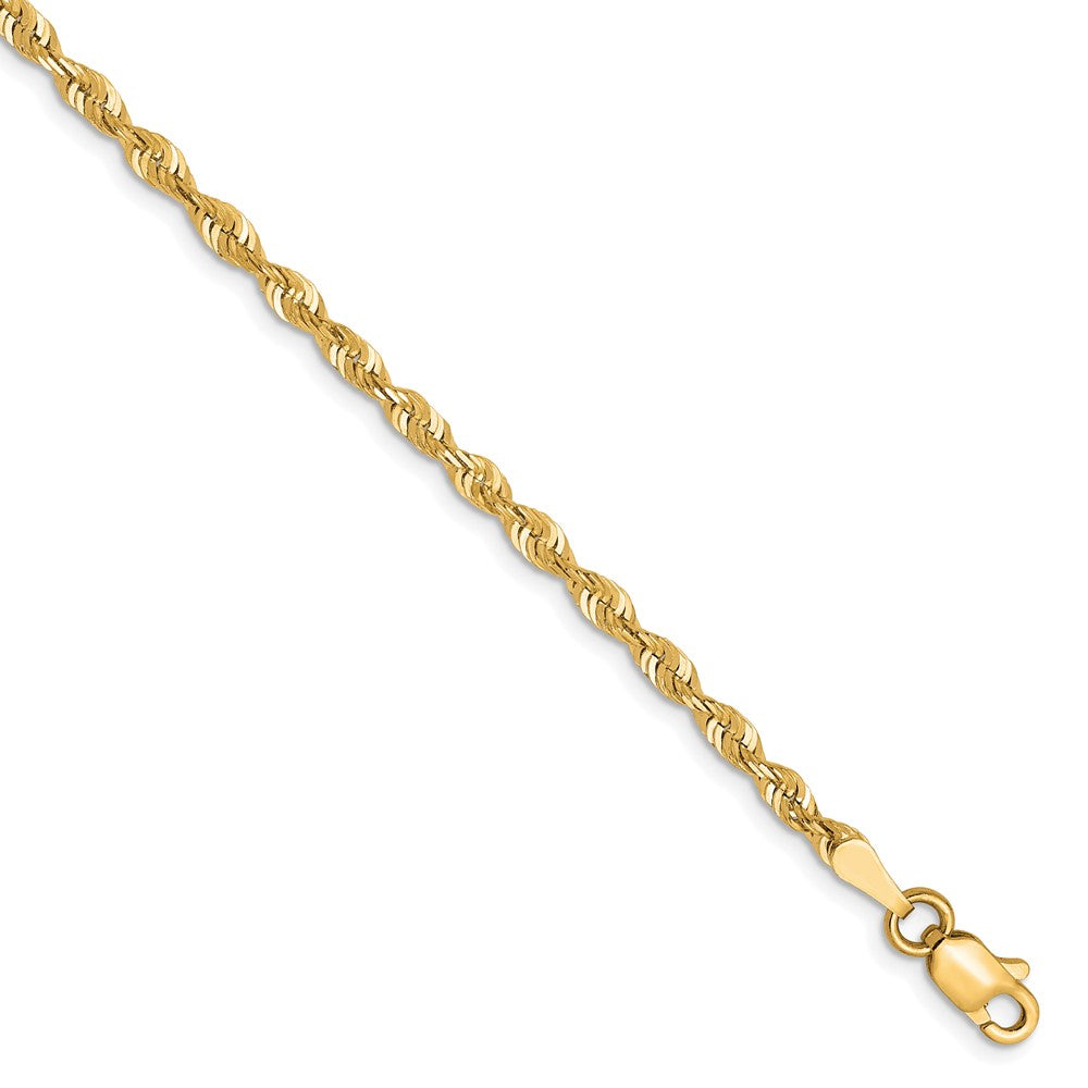 10K 2.5mm Diamond-Cut Lightweight Rope Chain 8  inches