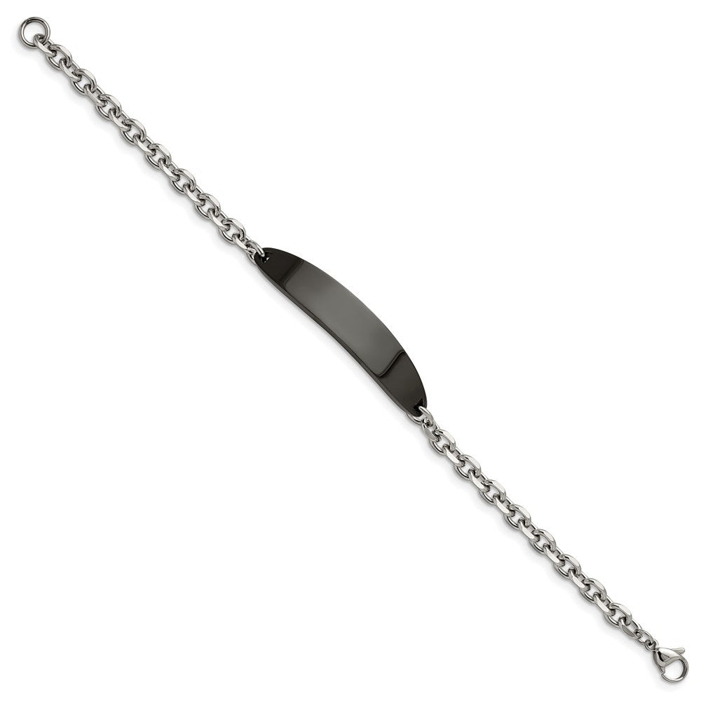 Stainless Steel Polished Black IP-plated 8in ID Bracelet 8 inches