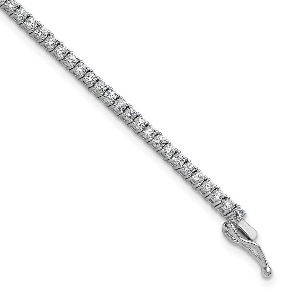 Sterling Shimmer Sterling Silver Rhodium-plated 2mm CZ 93 Stone 8 inch Bracelet 8 inches
