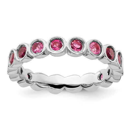 Sterling Silver Stackable Expressions Pink Tourmaline Ring Size -8